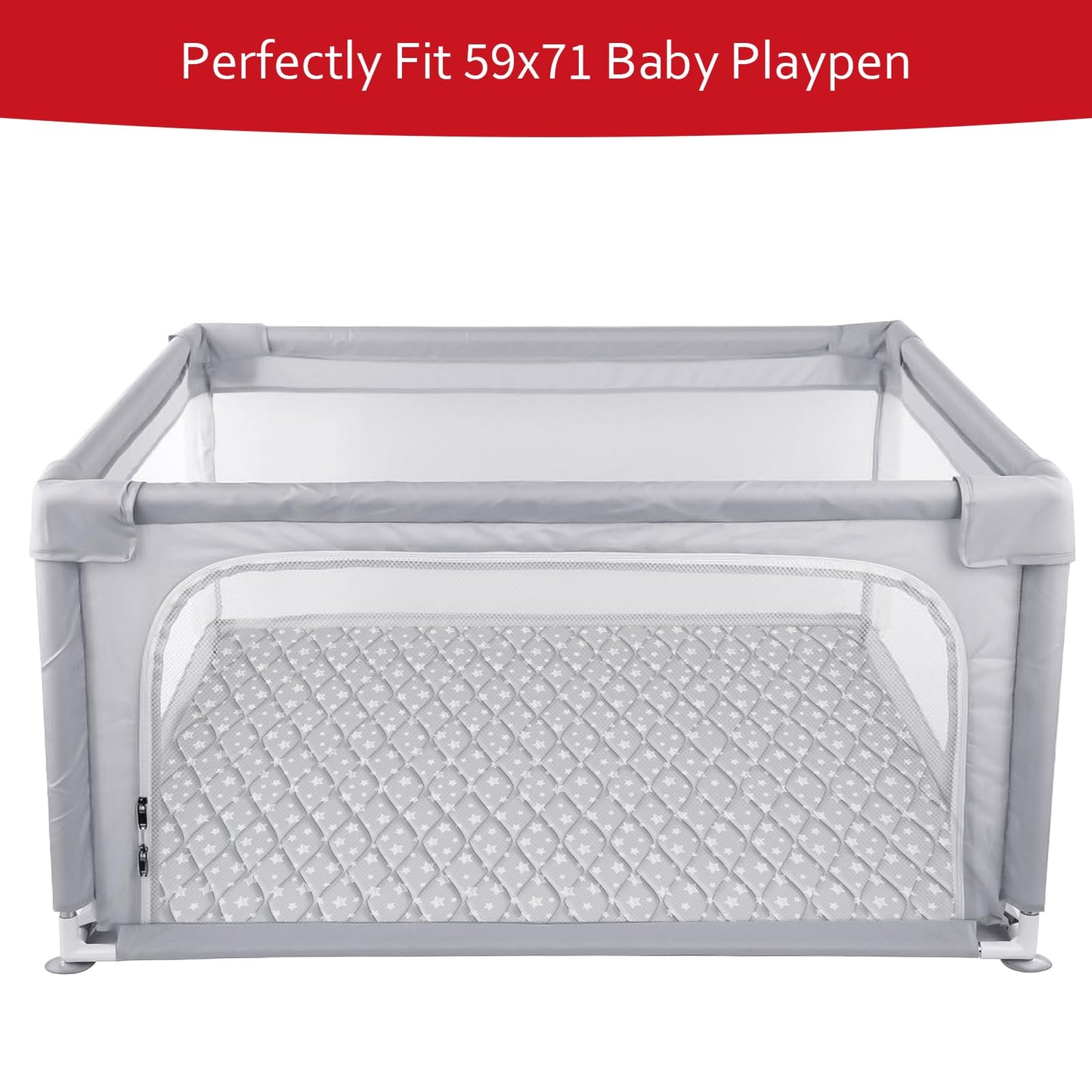 Premium Foam Baby Play Mat 71 ' 'X59 ' ', One-Piece Crawling Mat Non Slip Cushioned Baby Mats For Playing 71X59 Inches, Grey Sta