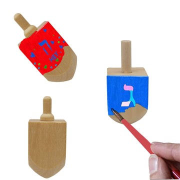 The Dreidel Company Hanukkah Wooden Dreidel, Design Your Own 3' Inch Wooden Chanukah Dreidel, Unfinished Natural Wood Dreidels