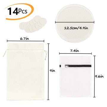 Phogary 14Pcs Washable Nursing Pads, Reusable Organic Bamboo Breast Pads With Laundry Bag And Storage Bag - Soft, Absorbent, Hyp