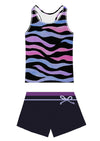 Proallo Girls Bathing Suits Two Piece Vest Style Swimsuit With Boyshort Tankini Swimwear Zebra