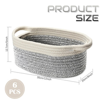 Suttmin 6 Pcs Small Woven Basket 12 X 8 X 5' Cotton Rope Storage Basket Empty Gift Basket Decorative Dog Cat Toy Basket Cute Ov