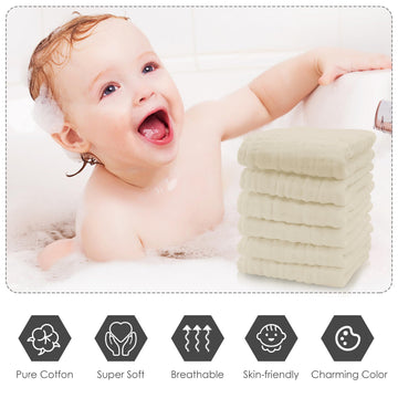 Cute Castle 12 Pack Muslin Baby Washcloths - Large 12'' By 12'' - Ultra Soft 100% Cotton - Super Absorbent Burp Cloths For Unise
