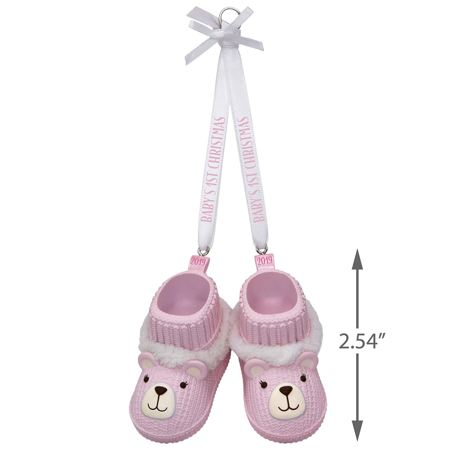 Hallmark Keepsake Christmas Ornament 2019 Year Dated, Baby Girls First Christmas Pink Teddy Bear Booties