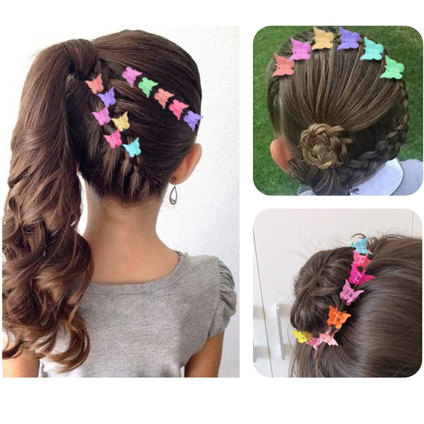 Elemirsa 80 Pieces Butterfly Hair Clips Flower Hair Clips Mini Claw Clip Jaw Clips With Toy Treasure Box For Baby Girls Kids Tod