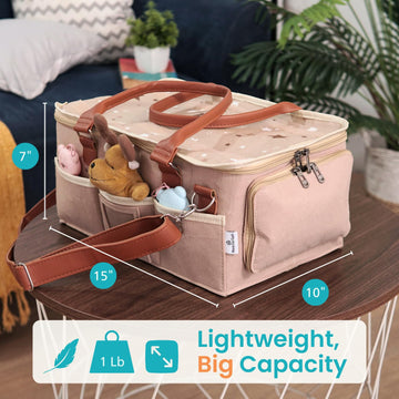 Home For Each Baby Diaper Caddy Organizer With Lid, Multiple Compartments Baby Caddy, Waterproof Diaper Tote Bag For Infants, Tr