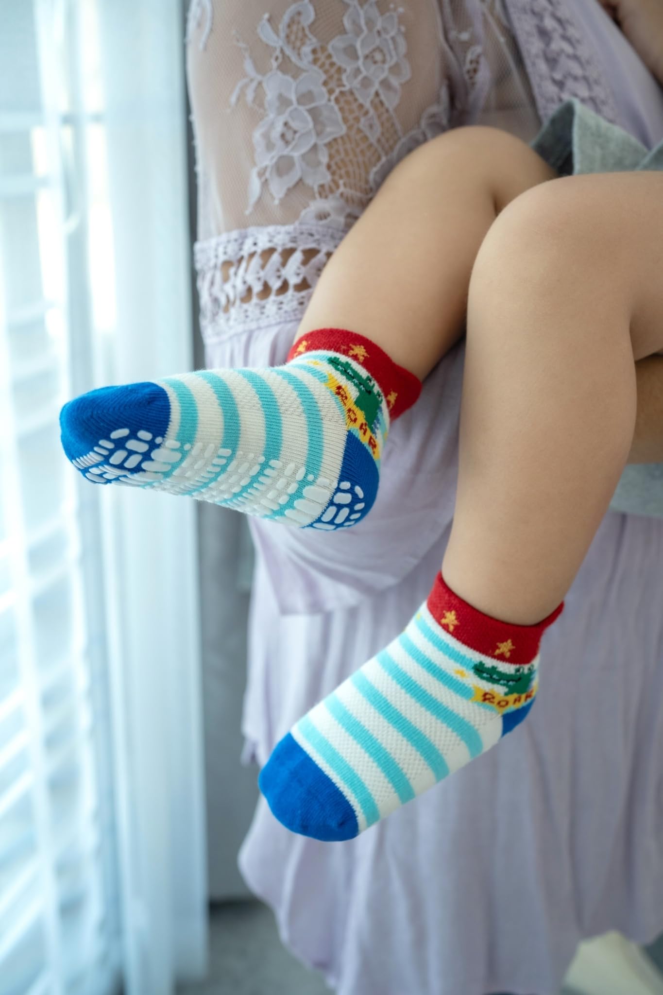 Rative Ankle Anti Slip Non Skid Cotton Socks With Grips Grippers For 0-6 Month Babies Baby Infant Boy Boys Girls (0-6 Months, 12