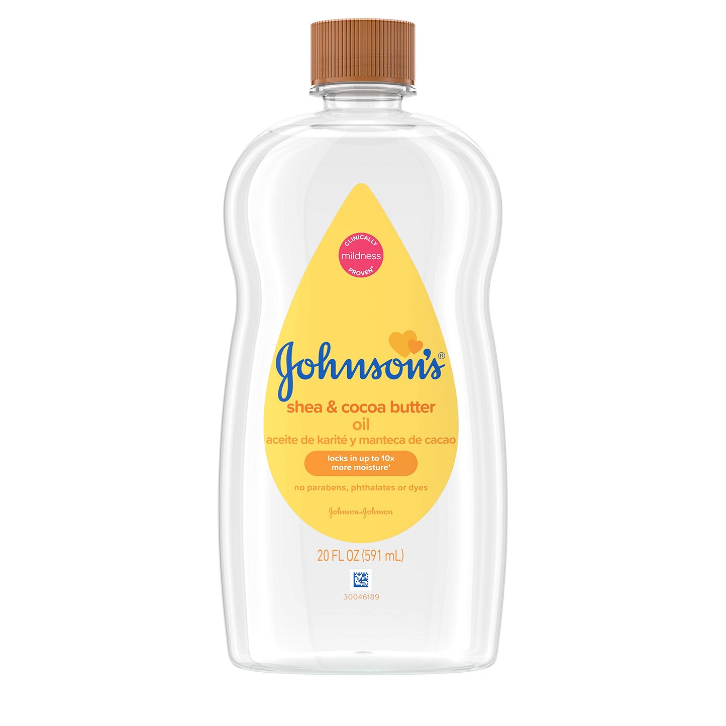 Johnson S Baby Oil, Mineral Oil Enriched With Shea & Cocoa Butter To Prevent Moisture Loss, Hypoallergenic, 20 Fl. Oz