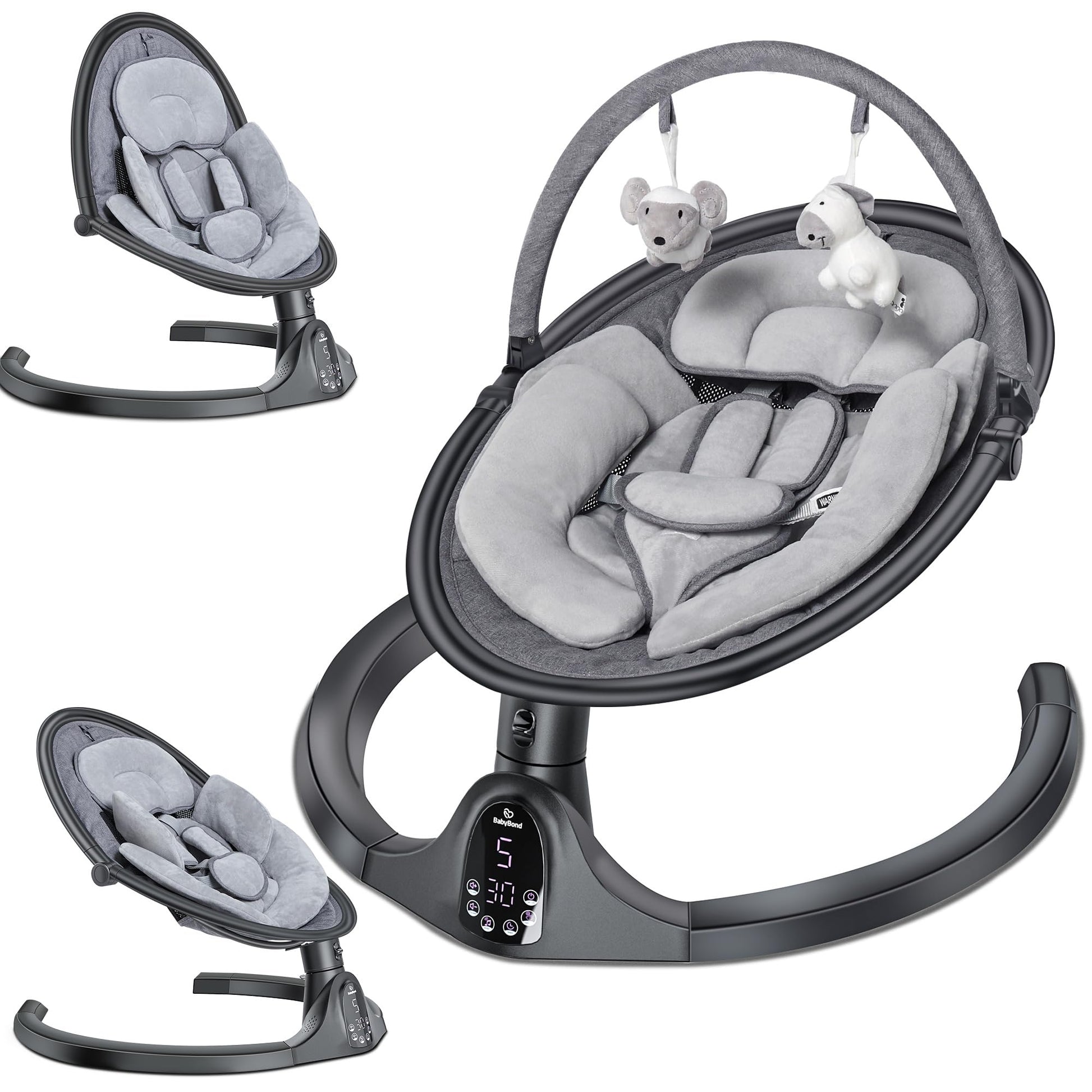 Babybond Baby Swings For Infants To Toddler  Bluetooth Baby Swing With 3 Seat Positions  5 Natural Sway Motion  Bluetooth Music