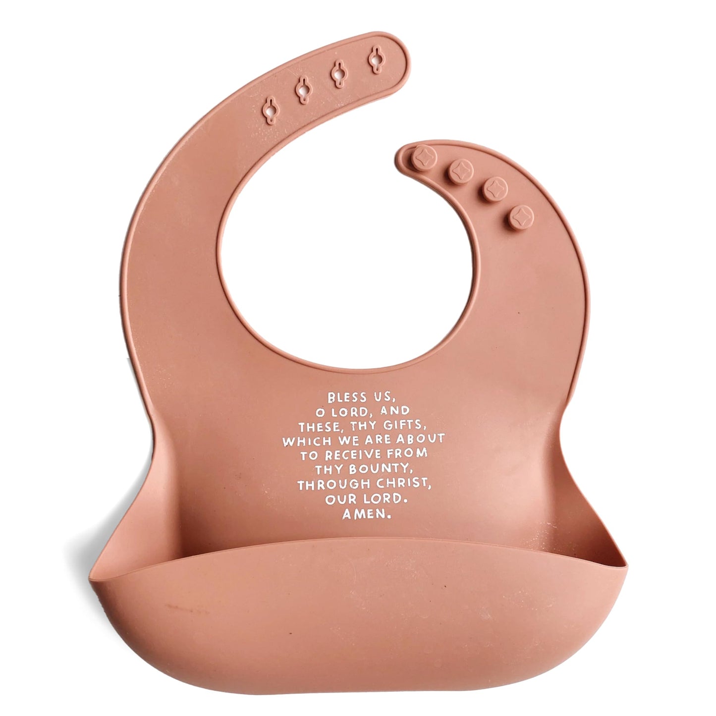 Be A Heart Adjustable Waterproof Bib, Silicone Feeding Bib, Catholic Meal Prayer Bib (Rose Pink)