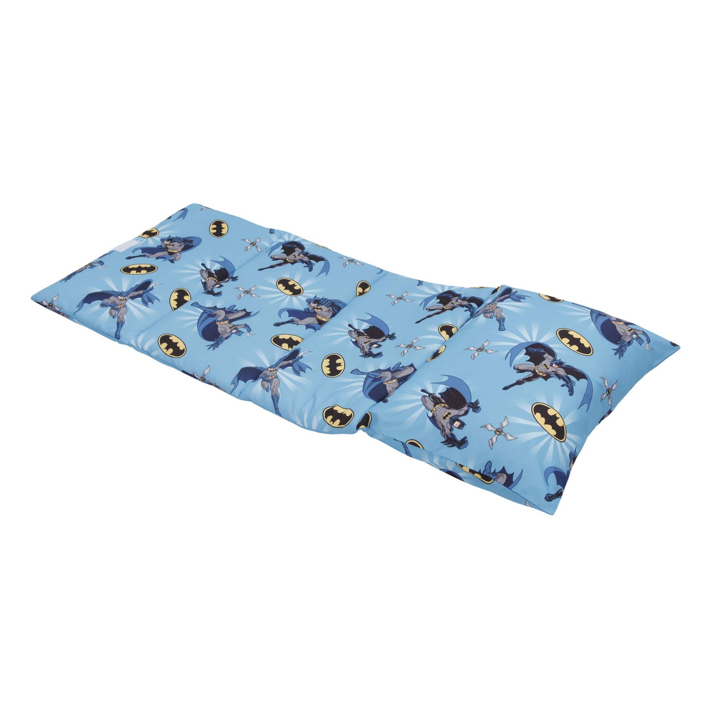 Batman - Blue, Grey & Yellow Deluxe Easy Fold Toddler Nap Mat, Blue, Yellow, Black, Grey