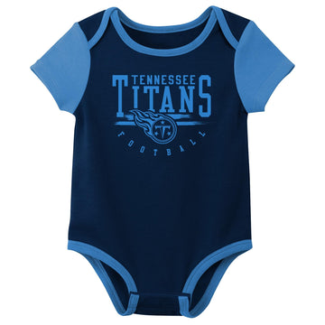 Outerstuff Nfl Newborn Baby And Infant Short Sleeve Bodysuit Variety 3-Pack - Tennessee Titans, 12M
