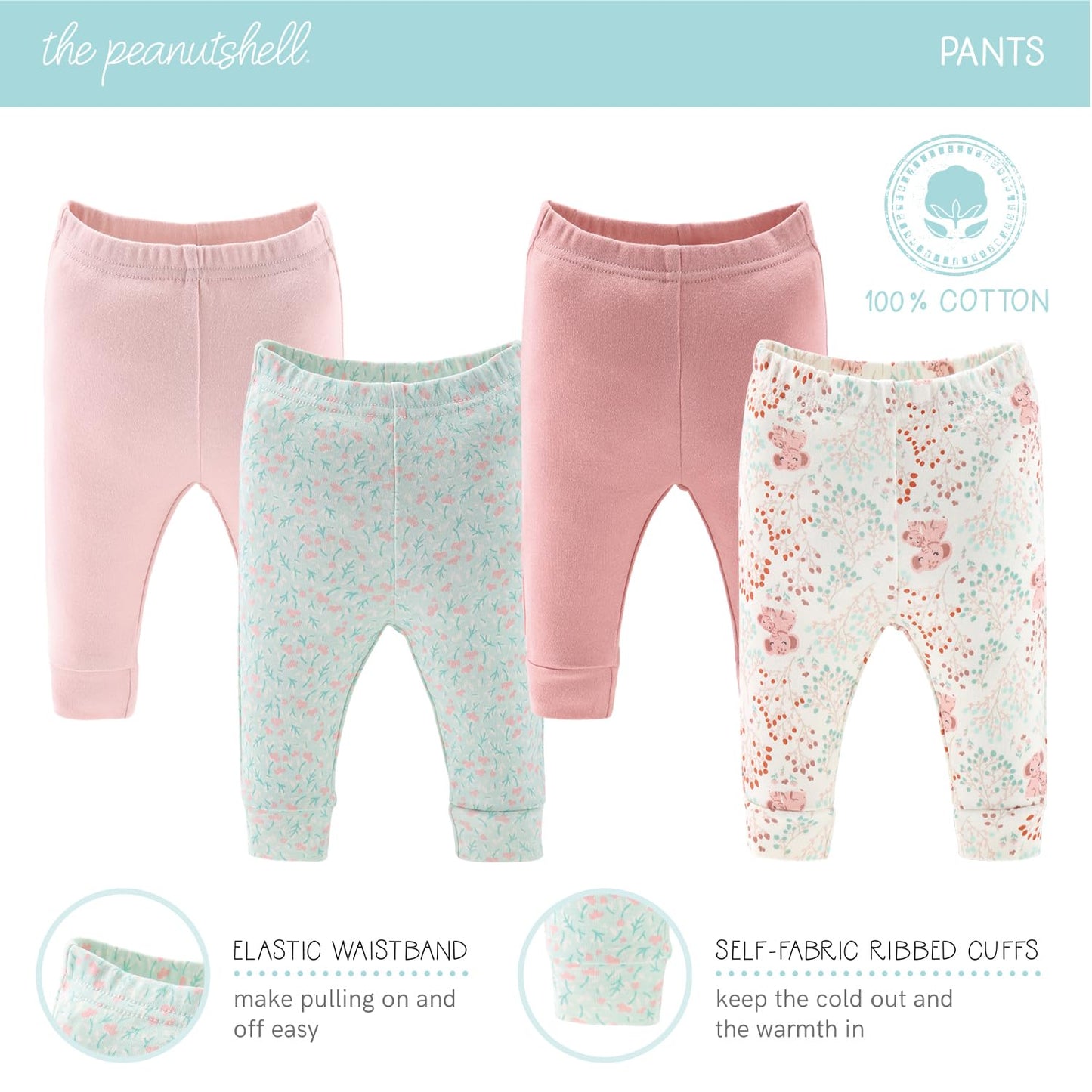 The Peanutshell Newborn Clothes & Accessories Set, 30 Piece Layette Gift Set, Fits Newborn To 3 Months, Pink Elephant & Floral