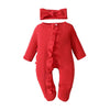 Yingisfitm Newborn Baby Girl Boy Footie Onesie Zipper Ruffle Butt Romper Jumpsuit My First Valentines Day Outfit (Red, 6-12 Mont