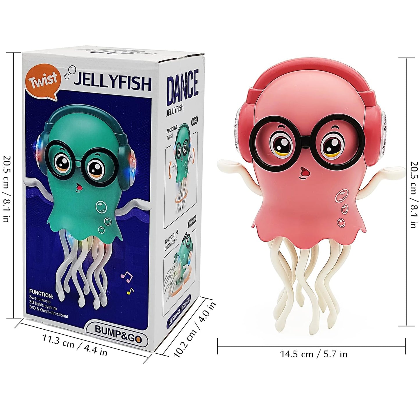 Tipmant Baby Toddler Electric Jellyfish Toys Cute Electronic Octopus Animal Vehicle Car, Dance, Crawl, Music, Luminous Lights, K
