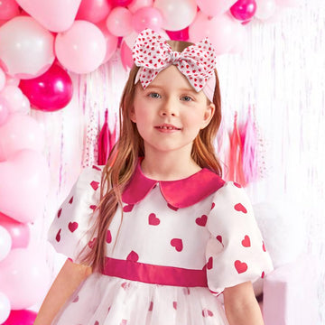 Valentine Headband For Girls Waffle Tied Bow Hairband Baby Heart Headband Organizer Pink Hair Bow Valentines Day Accessories Gif