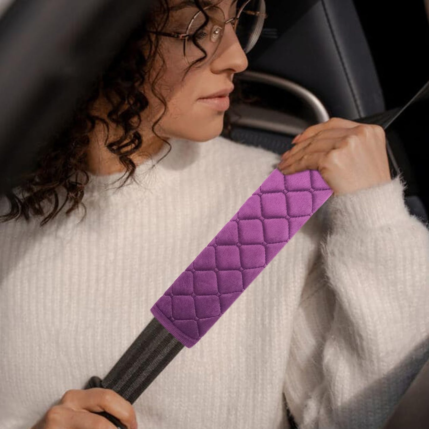 Tecooller Car Seat Belt Cover Pad, 5 Pcs, Seatbelt Covers For Car Accessories, Soft Material, Car Seat Strap Pads, Purple 10.63