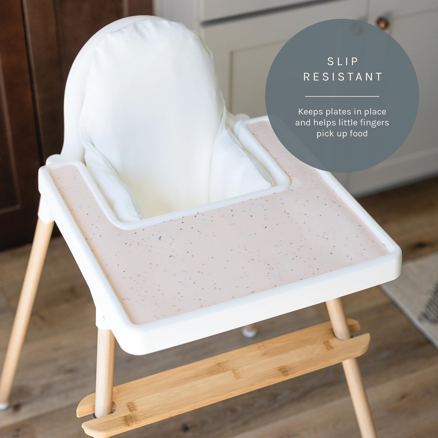 Yeah Baby Goods Placemats Compatible W/Antilop High Chair (Blush Speckle) - Slip-Resistant & Food-Grade Silicone High Chair Mat