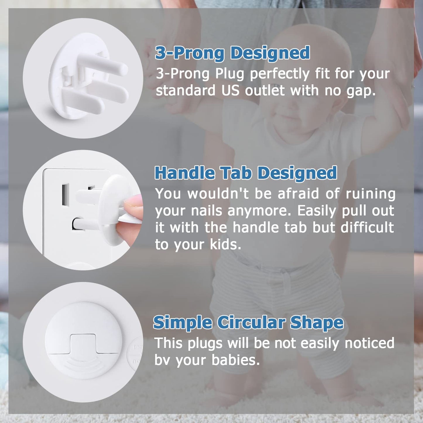 Outlet Covers Baby Proofing White - Probebi 38 Pack Plug Covers For Electrical Outlets, Child Proof Socket Covers, Baby Safety P