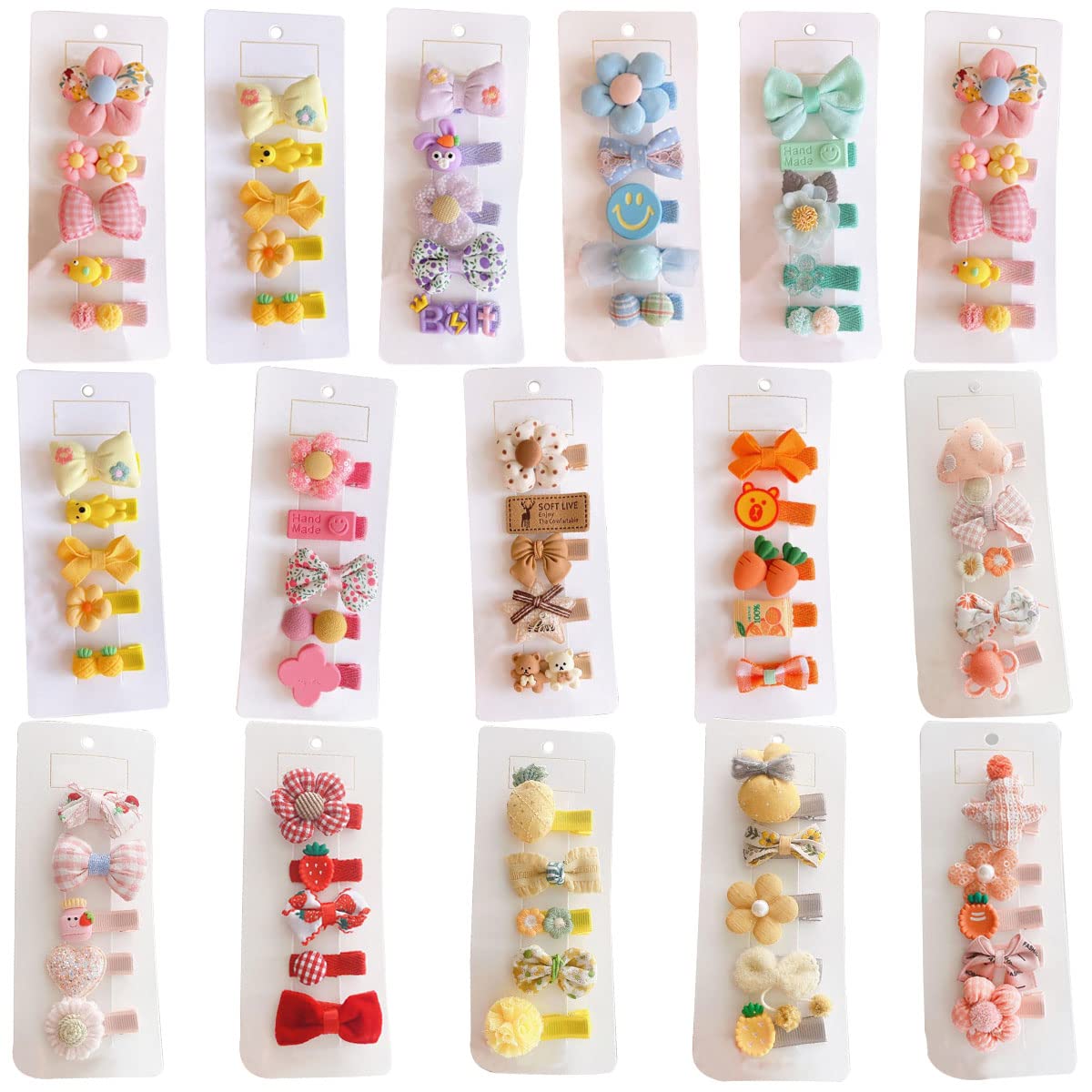 FZBNSRKO Velvet Ribbon Hair Clip,25pcs Baby Hair Clips Cartoon fruit Animal Pattern Colorful Flower Hairpins Fully Lined Alligat