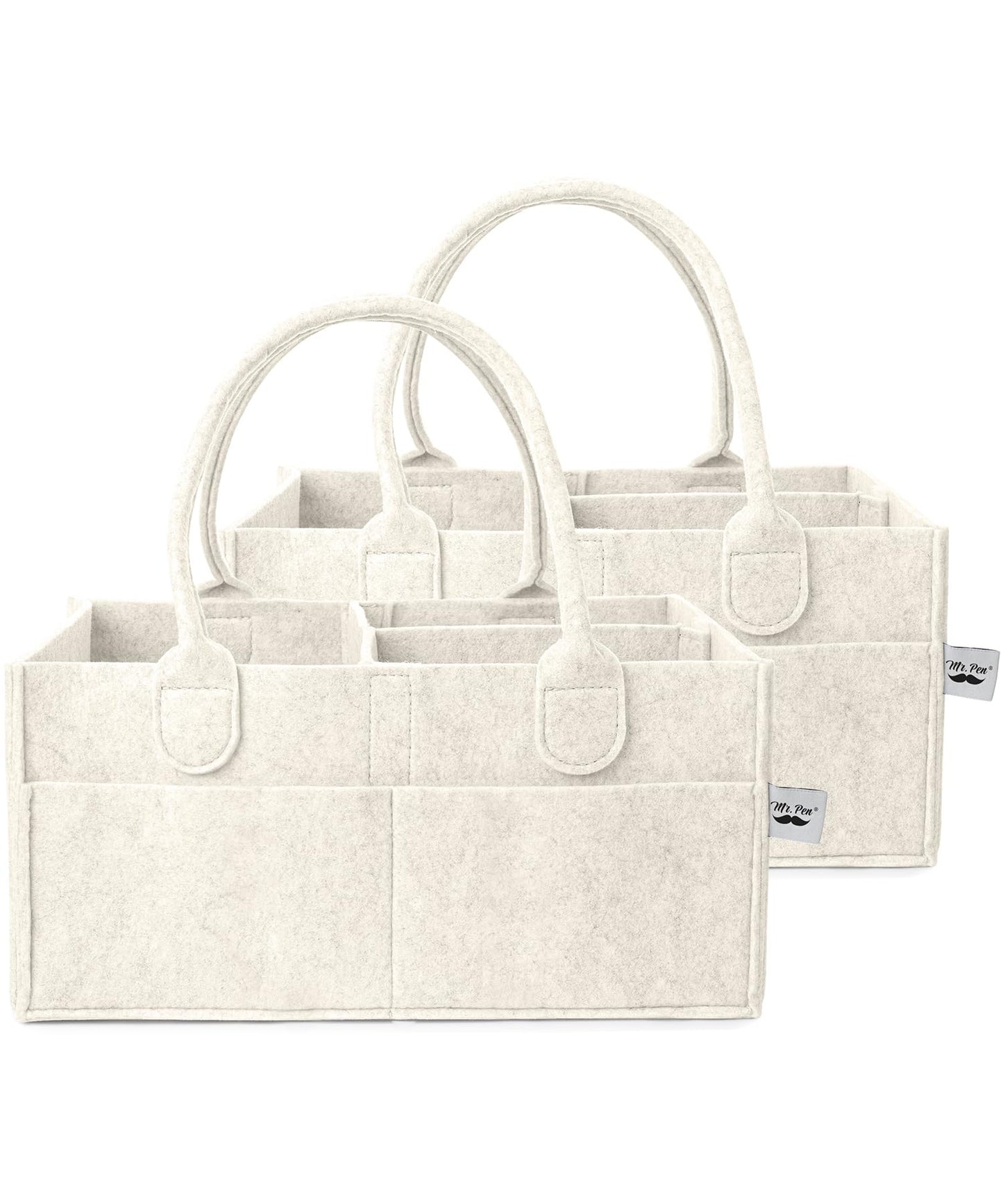 Mr. Pen- Baby Diaper Caddy Organizer, 2 Pack, Beige, Baby Caddy Organizer with Handle, Compact Size, Collapsible & Portable