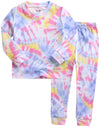 Vaenait Baby Kids Junior 100% Cotton Sleepwear Pajamas 2Pcs Set Tiedye-Bluepinkyellow-253 L