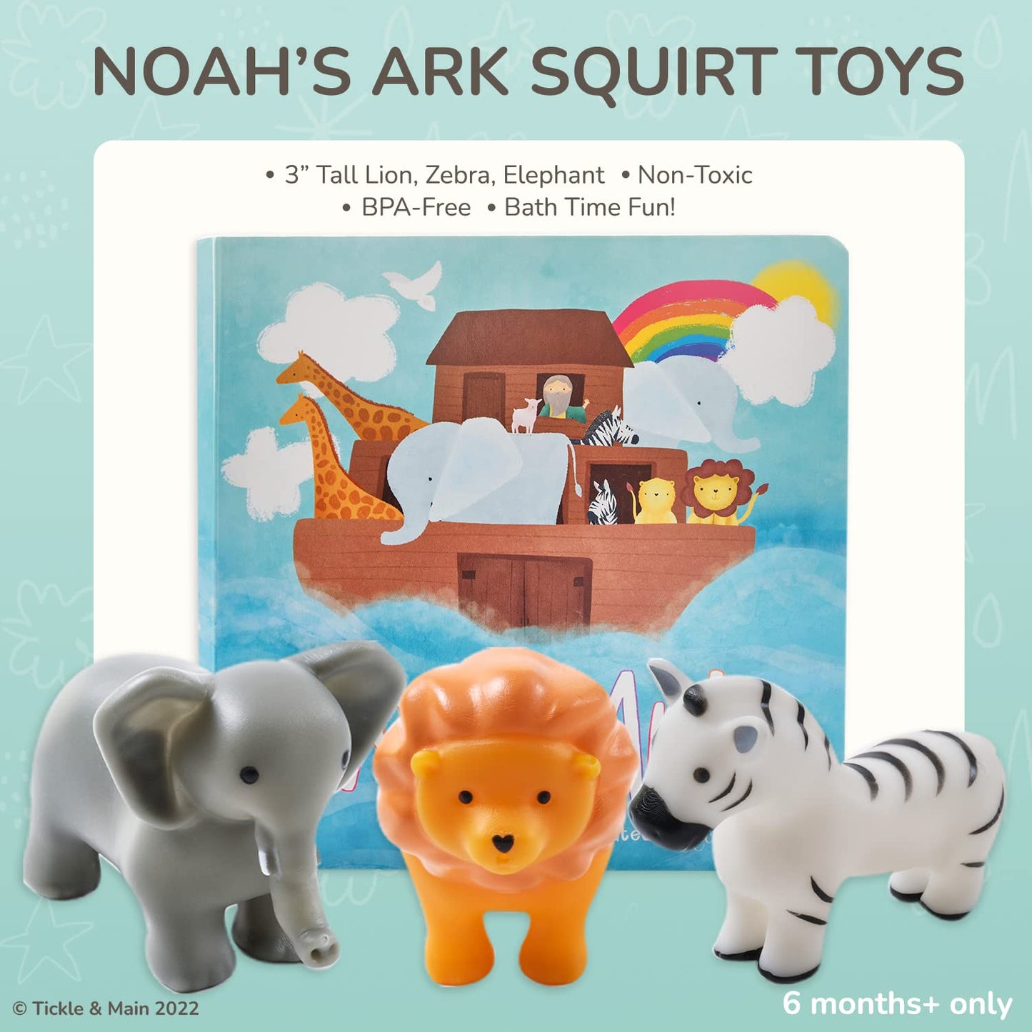 Tickle & Main Noah'S Ark Baptism Gift For Boys - Ark Toy Gift For Baby Shower & Birthday - Ready-To-Give 5-Piece Bundle With Sto
