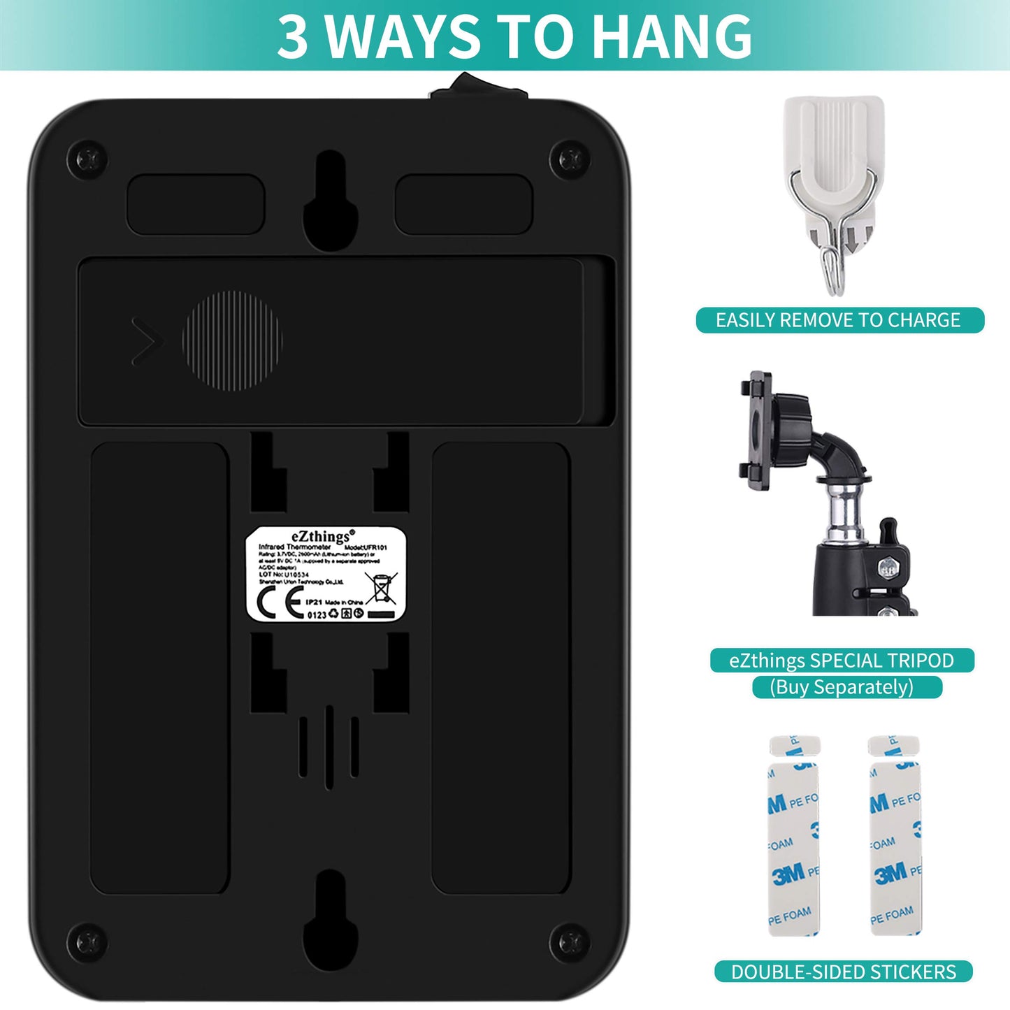 Reed Non-Contact Medical Screening Forehead Thermometer For Physician Offices And Hospitals (Mounted)