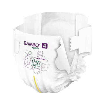 Bambo Nature Overnight Baby Diapers (Sizes 3 To 6), Size 4, 24 Count