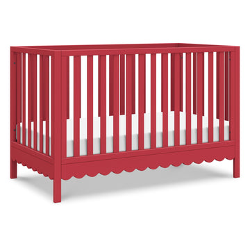 Davinci Sammy Scallop 4-In-1 Convertible Crib In Strawberry Red, Greenguard Gold Certified