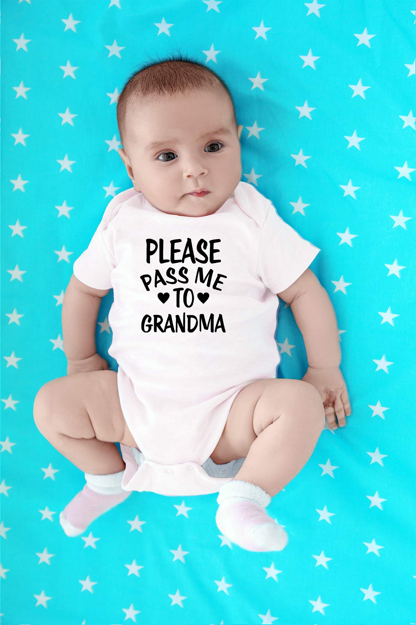 Cbtwear Please Pass Me To Grandma Baby Bodysuit Funny Infant Outfit Cute Newborn Clothes Unisex Romper (6 Months, White)