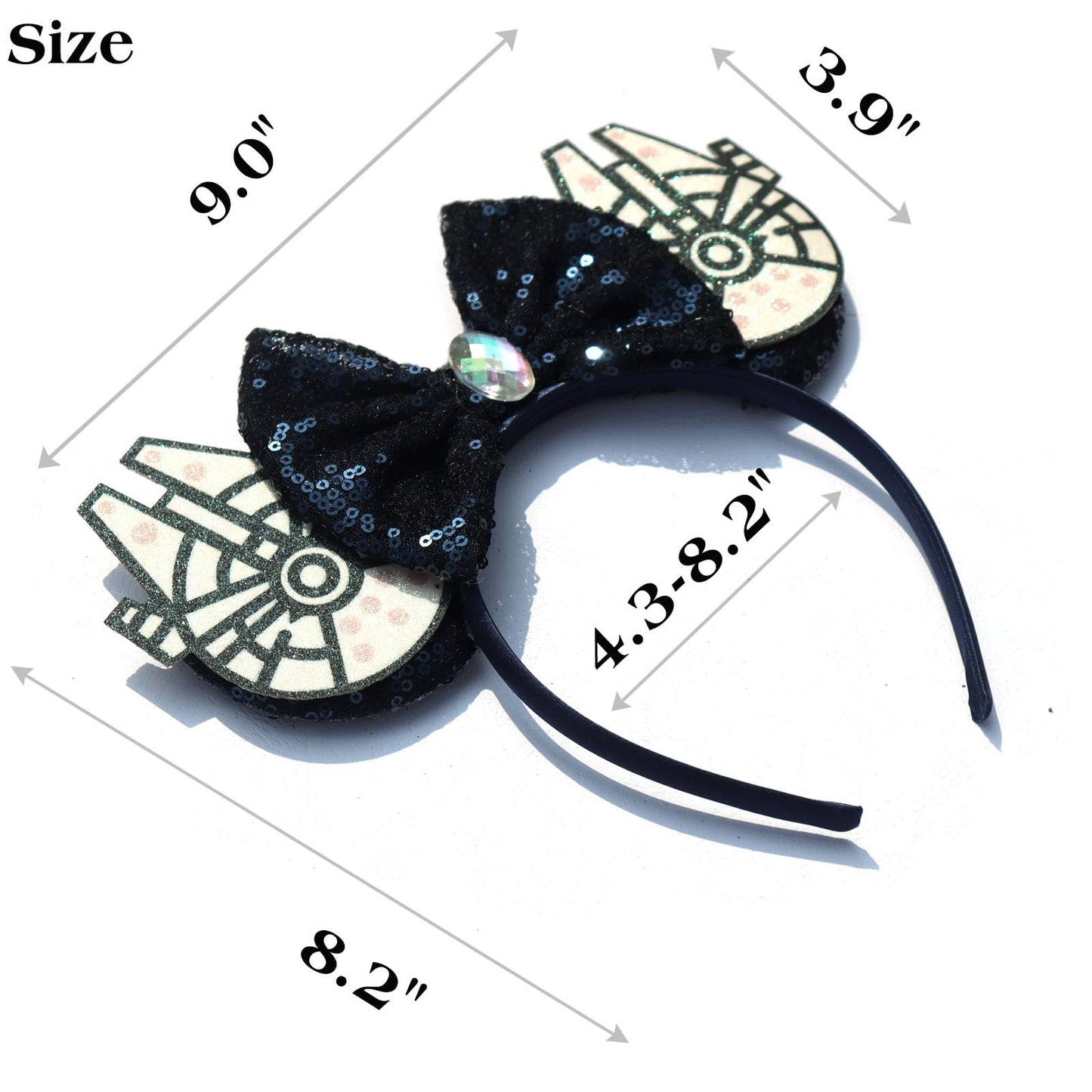Fachpint Mouse Ears Headbands - 2Pcs Blue Ears For Boy Girl, Cute Halloween Theme Park Accessories, Sequin Christmas Party Props