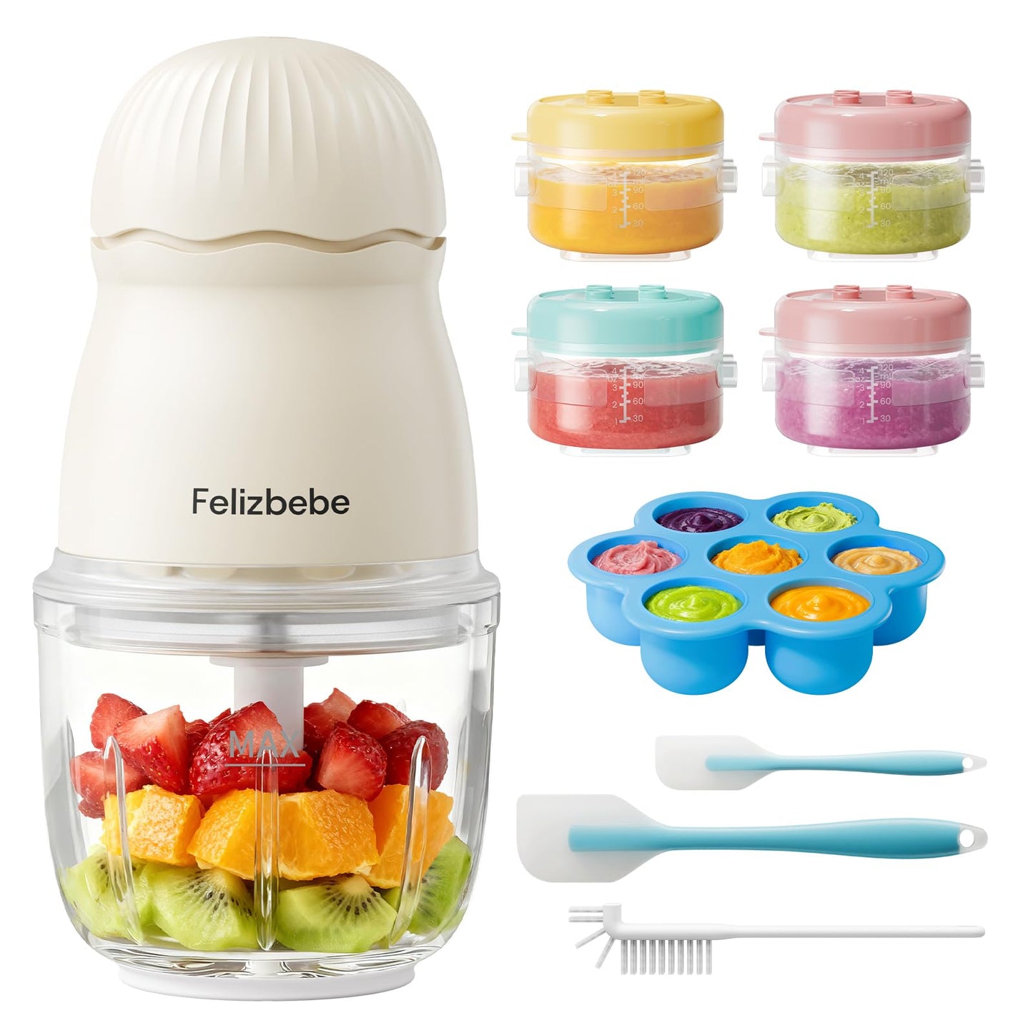 Baby Food Maker, Small Baby Food Processor Set, Fruit, Vegatable, Meat, 10oz Baby Food Maker & Puree Blender with Baby Container