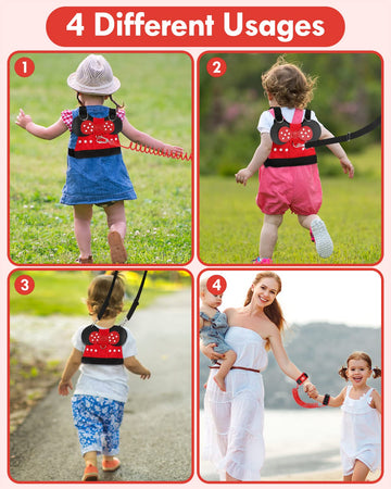 Lehoo Castle Toddler Harness With Leash, 4-In-1 Toddler Leash With Anti Lost Wrist Link For Toddlers, Kid Leashes For Girls, Bab
