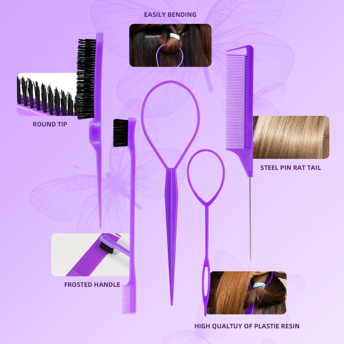 Hair Accessories Set For Girls Toddlers - Colorful Small Bands For Hair, No Damage Elastic Hair Ties, Clips And Topsy Tail Tools