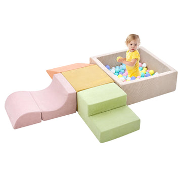 Quchi Climbing Toys For Toddlers, Toddler Climbing Toys Indoor, 5-Piece Foam Climbing Blocks With Ball Pit (Balls Not Included),