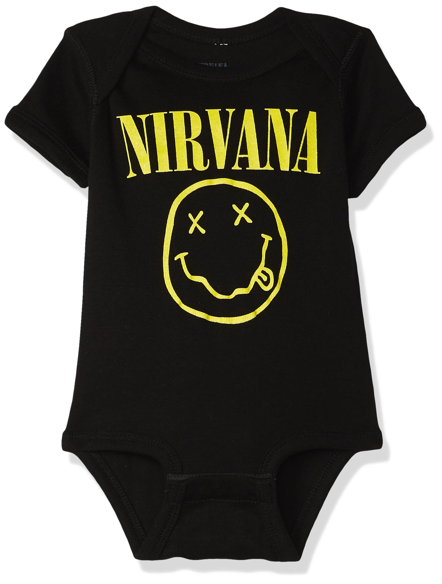 Nirvana unisex baby Nirvana Smiley Onesie, Black, 6 Months and Toddler T Shirt Set, Black, 12 US