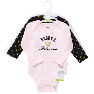 Hudson Baby Unisex Baby Cotton Long-Sleeve Bodysuits, Daddys Princess, 9-12 Months