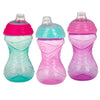 Nuby Clik-It Soft Spout No-Spill Easy Grip Sippy Cup For Girls - (3-Pack) 10 Oz - 6+ Months