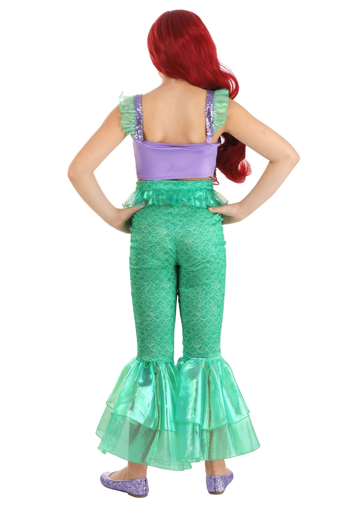 Fun Costumes Disney The Little Mermaid Ariel 2-Piece Set For Girls | Kids Sequin Pattern Halloween Party Outfit M
