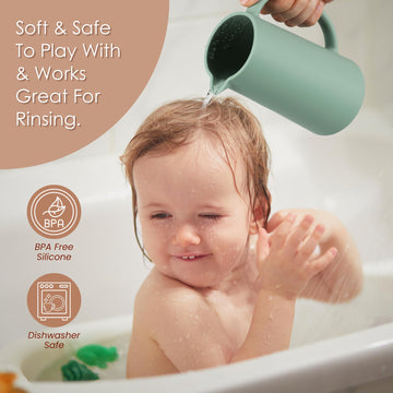 Baby Bath Rinse Cup, Food Grade Silicone Body Washing Rinser Cup (Light Gray)