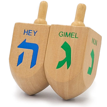 The Dreidel Company Hanukkah Dreidel 4 Extra Large Wooden Dreidels Hand Painted - Includes Game Instruction Cards- (4-Pack Xl Dr