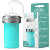 Mason Bottle 8Oz Silicone Baby Bottle With Medium Flow Nipple (3+ Months) - Breastfeeding Bottle, Reusable Silicone Squeeze Pouc