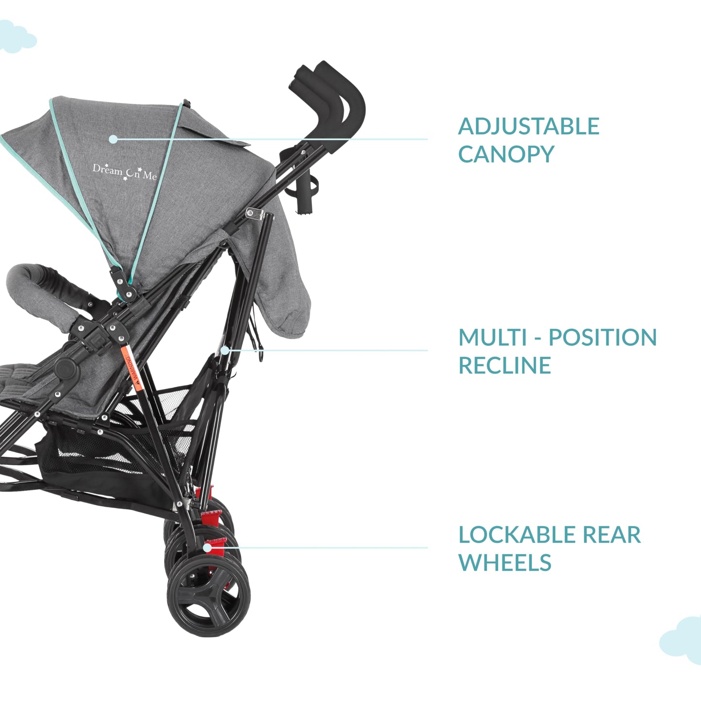 Dream On Me Volgo Twin Umbrella Stroller In Mint, Lightweight Double Stroller For Infant & Toddler, Compact Easy Fold, Large Sto