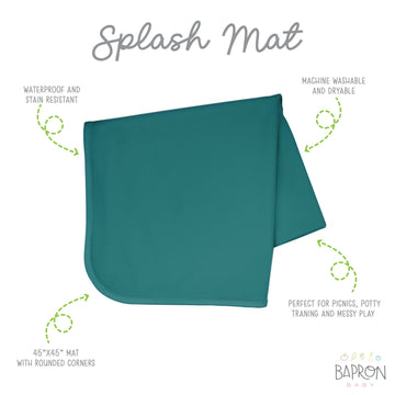 Bapronbaby Minimalist Teal Splash Mat - Waterproof Catch-All For Under High Chairs, Floors, Tables, Playtime Or Arts & Crafts -