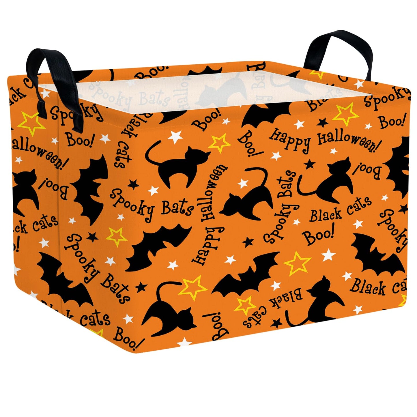 BOAMAU Large Halloween Themed Candy Gift Basket for KidsTrick or Treat Storage Bin Girls Boys Room D cor (Cat Bat)