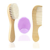 Molylove Baby Hair Brush With Wooden Handle And Comb Set For Newborns & Toddlers | Natural Soft Goat Bristles L Wood Comb L Purp