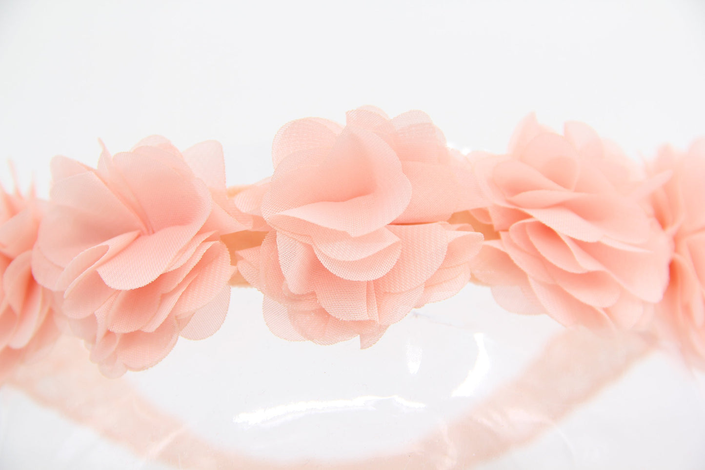 Asufegucd Baby Toddler Elastic Chiffon Flower Headbands Princess Girls Hand Sewing Beads Flower Headwear Nylon (Qj11 White Pink)