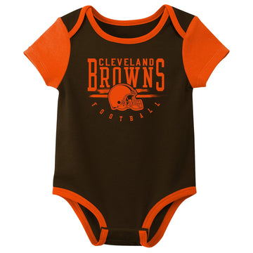 Outerstuff Nfl Newborn Baby And Infant Short Sleeve Bodysuit Variety 3-Pack - Cleveland Browns, 18M