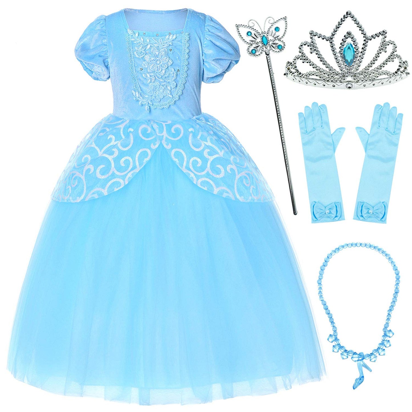 Party Chili Princess Costume for Girls Dress Up with Accessories 4T 5T