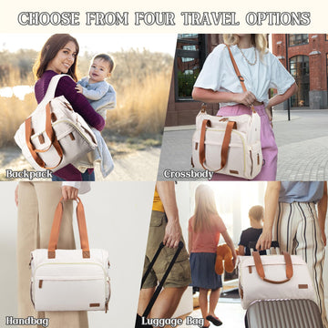 Pripher 4 In 1 Diaper Bag Backpack, Diaper Bag Backpack For Baby, Travel Diaper Bag Converts Into Backpack With Shoulder Straps,